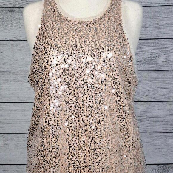 Zara Tops - Gorgeous ZARA Womens Size XL Gold Lined Sequin Tunic Tank Sleeveless Party Top